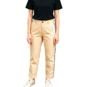 Gap TALL Girlfriend Chino Twill Stripe Khakis Raw Hem Pants Creamy Yellow Size 8